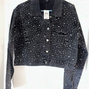 Windsor Black Jean Jacket with Silver Accents